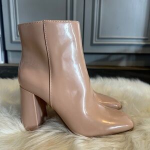 Jennifer Lopez Blush Patent Block Heel Ankle Boots